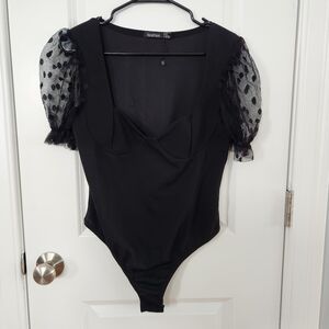 Boohoo Black Asymmetrical Fitted Bodysuit
